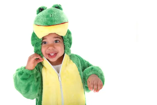 Why did the little boy dress up as a frog for Halloween?